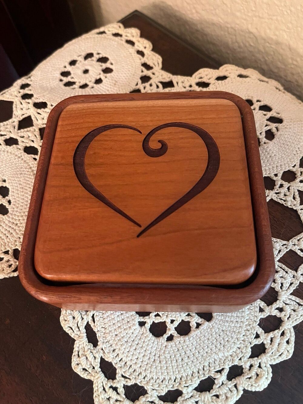 Terra Flip Top Wooden Heart Box